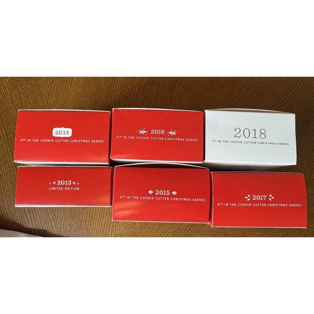Hallmark Cookie Cutter Christmas 2014-2018 #3-7 + 2013 Yule Log Lot of 6- Lot A
